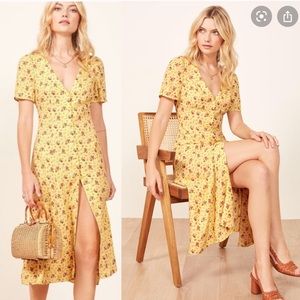 Reformation locklin dress zinnia yellow floral